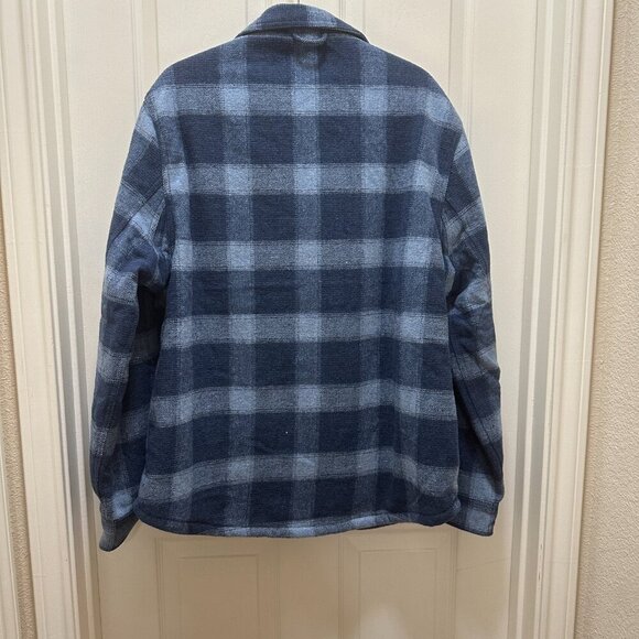 New Jachs New York Men's Wool Blend Jacket Size M Blue Plaid Sherpa Lined Ragged - Picture 14 of 14